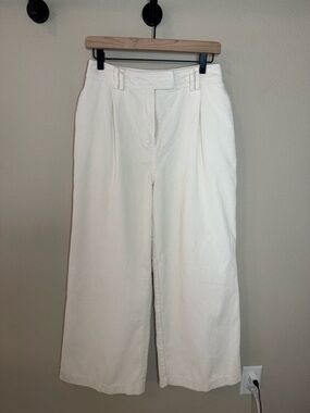 Topshop White Corduroy Wide Leg Pants High Rise Size 6